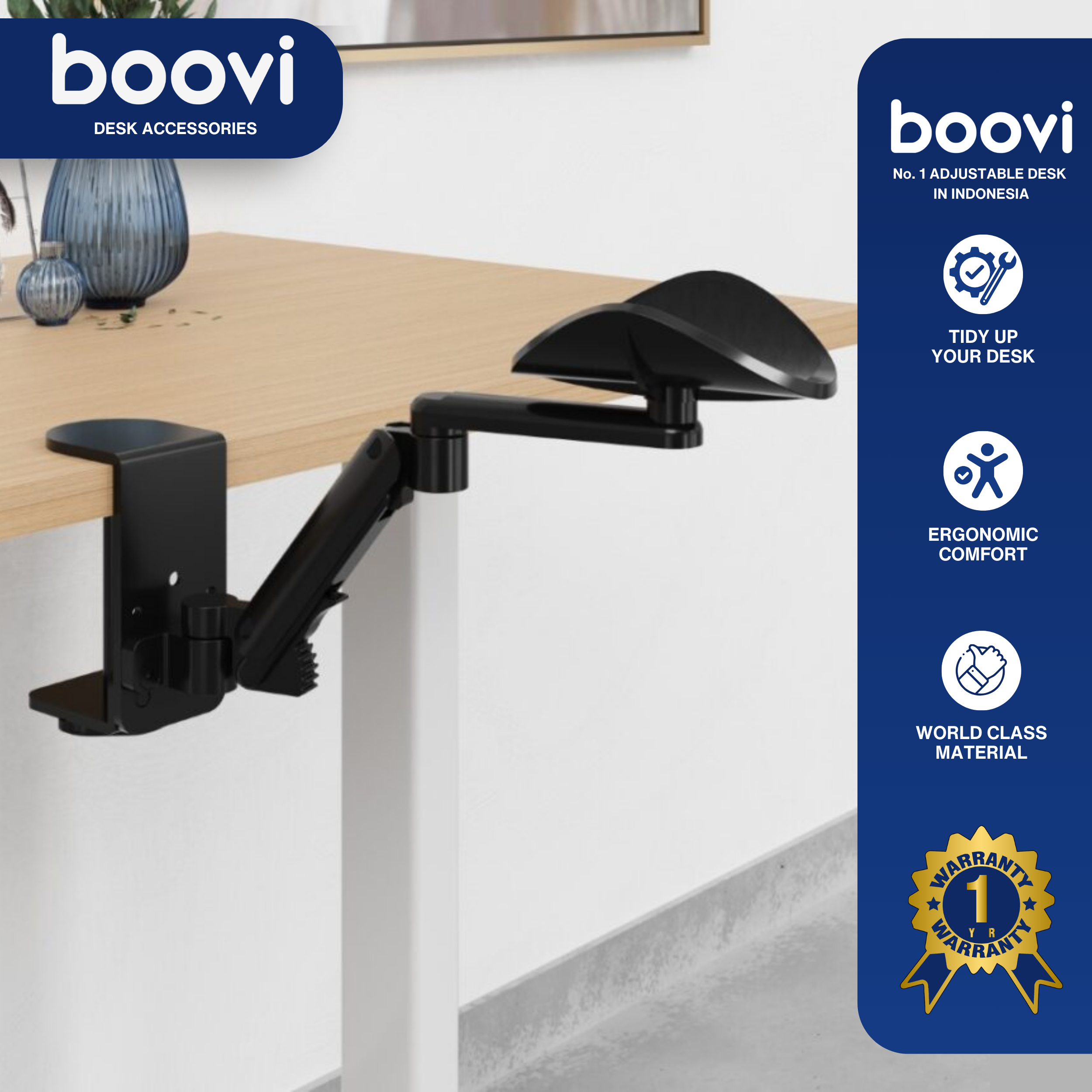 Boovi-DE009-Desk Accessories-Arm Rest-Black
