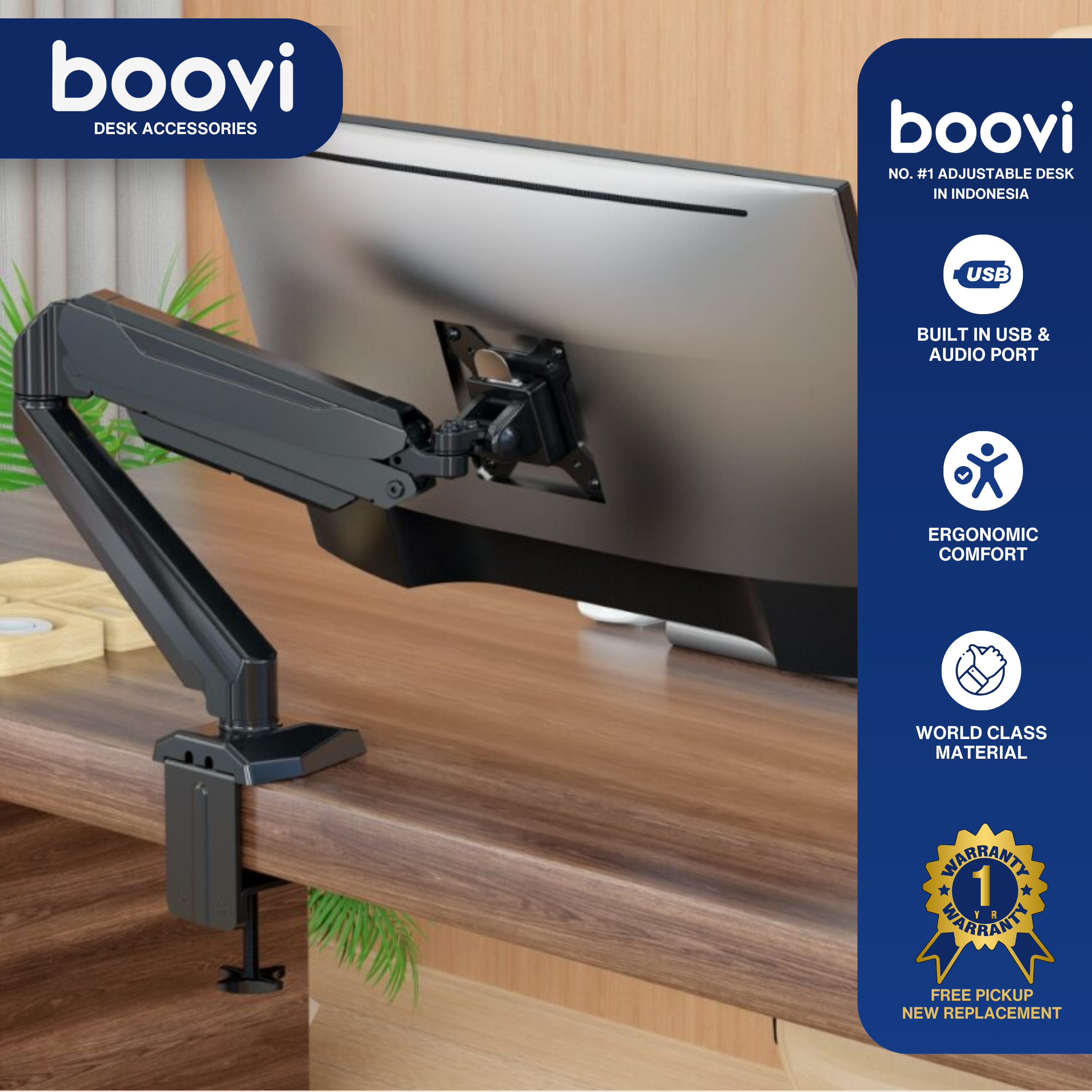 Boovi-DE011-Desk Accessories-Single Monitor Bracket