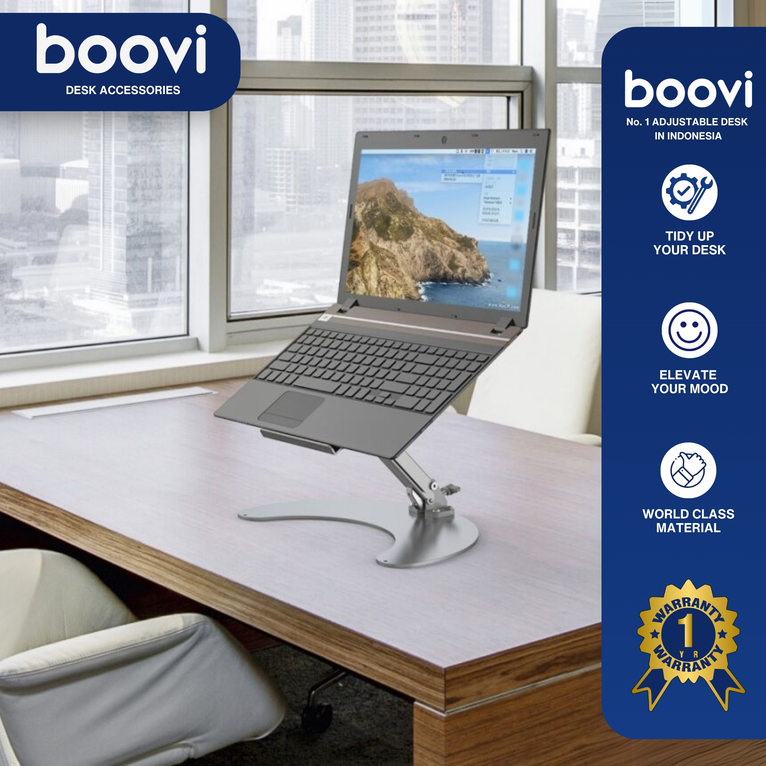 Boovi-DE016-Desk Accessories-Square-Standing Notebook-Square Silver