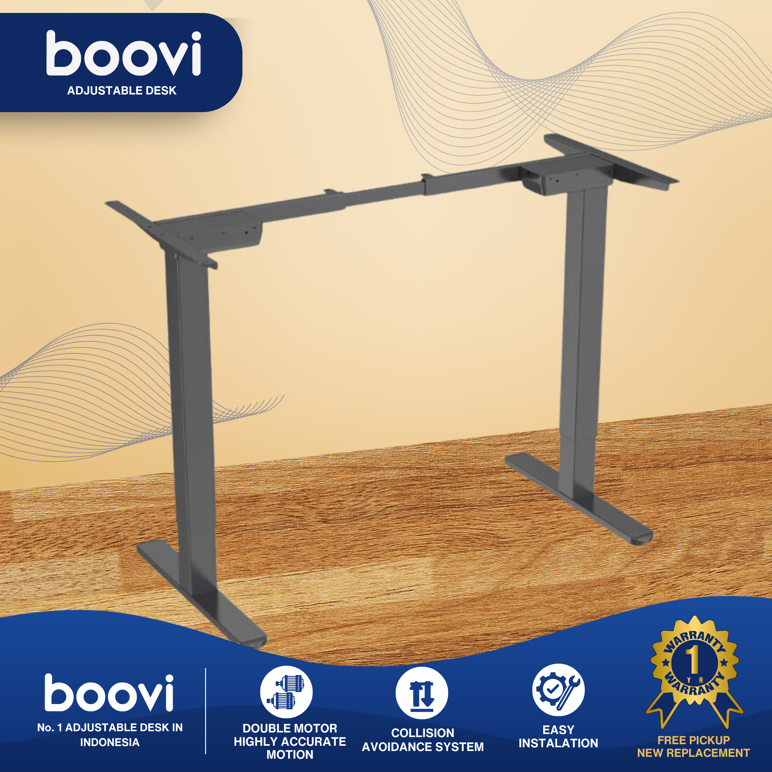 Boovi-PD-DMFO-B-Dual Motor-Black-Frame Only