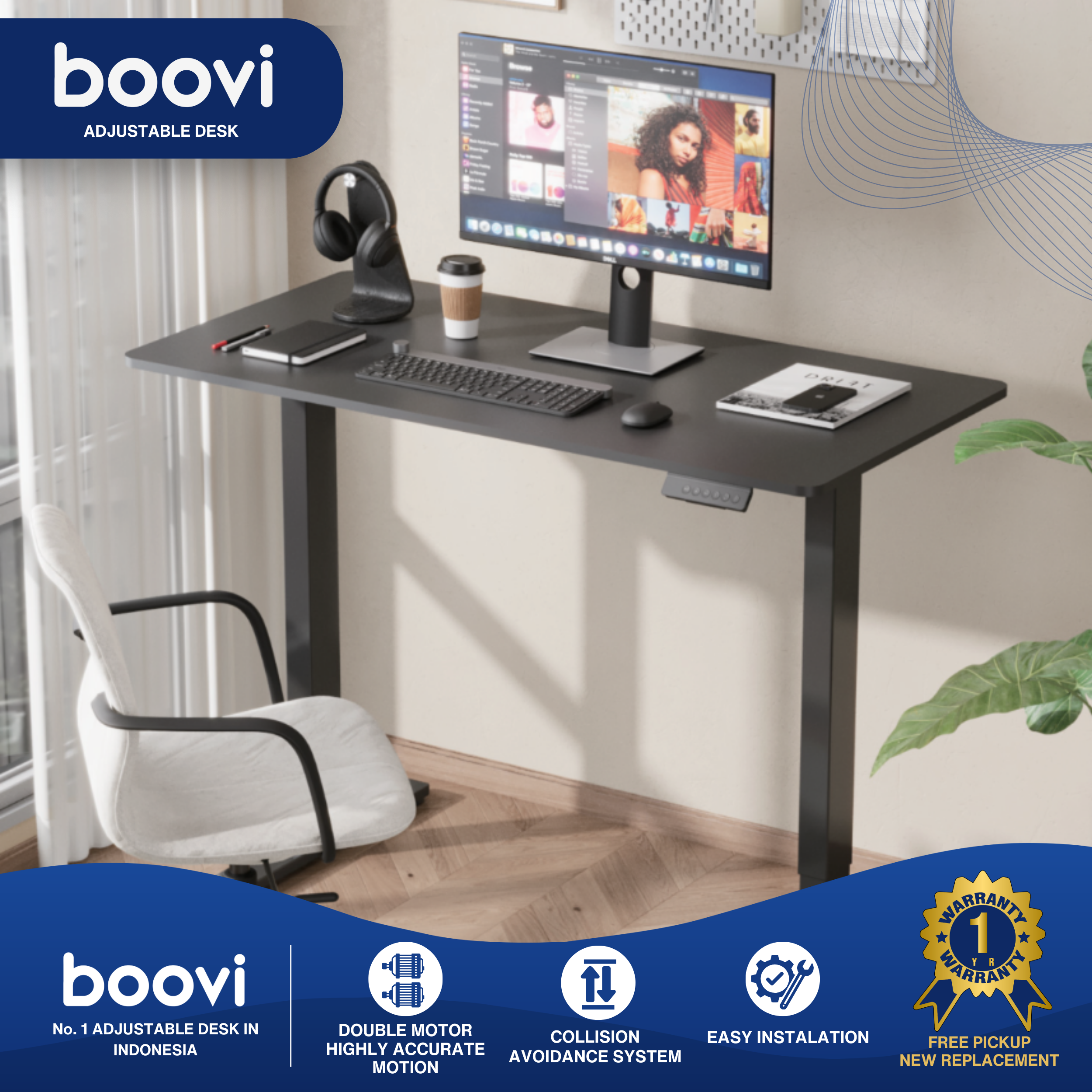 Boovi-PD-DM160-W-WW-Dual Motor-160-White-Walnut Wood