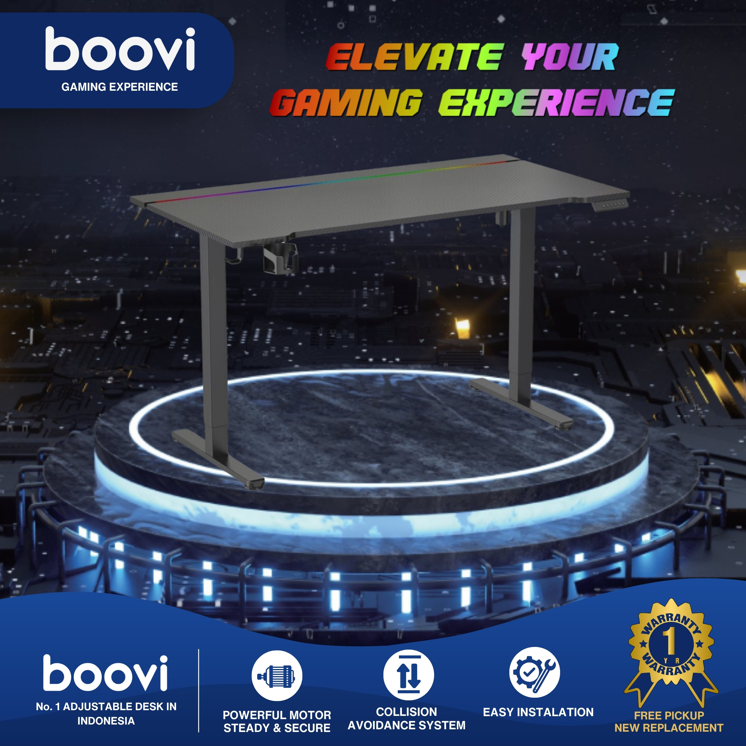 Boovi-GE-GAME140-B-Gaming Desk-140-Black
